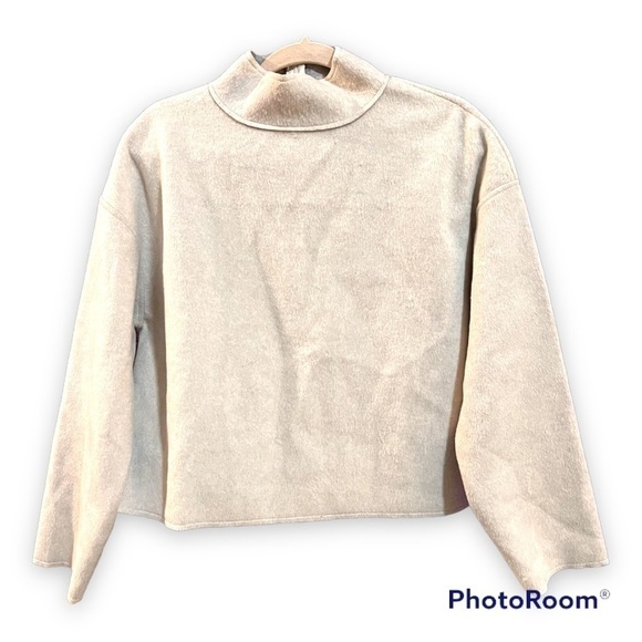 MNG Faux Wool Cropped Oversized Mock Neck Sweater Small - Picture 1 of 1